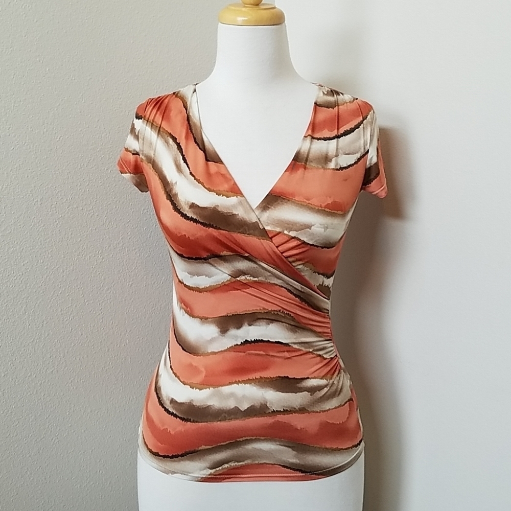 Boston Proper Orange, Cream, Brown Top
